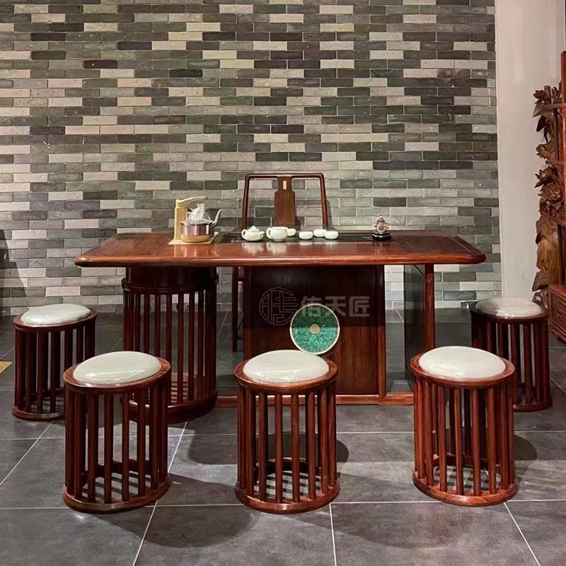 Stíl na Síne Tábla Tae Clasaiceach Rosewood Wood